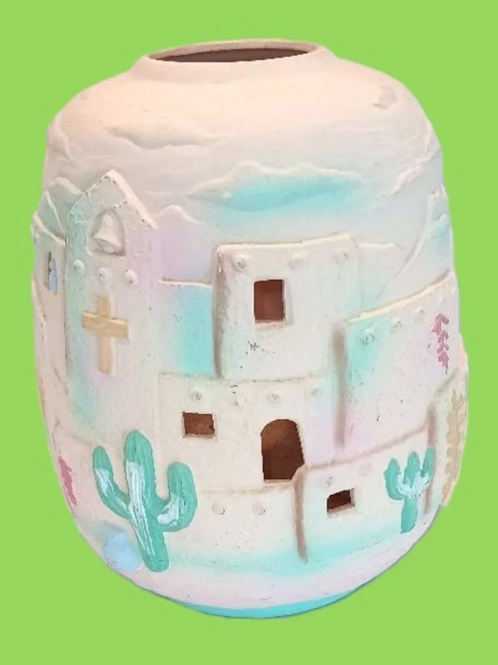 Vintage Ceramic Southwestern Vase Planter Luminary Beachcomber Int'l 1992 10